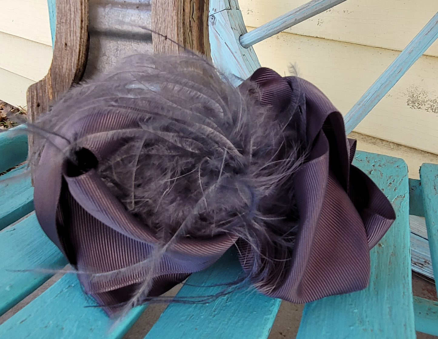 Charcoal Gray feather bow