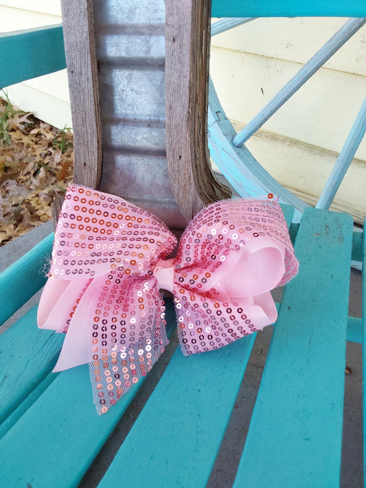 Light pink ribbon sequin bow