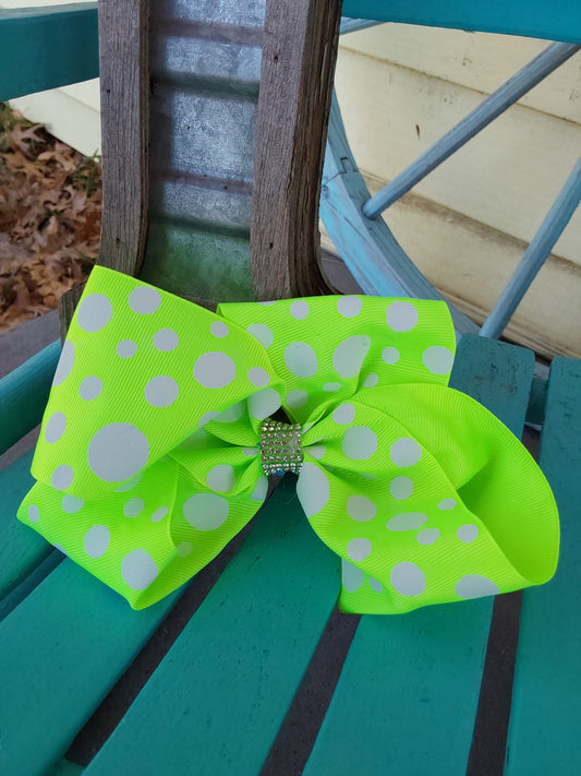 Lime green dolkadot bow