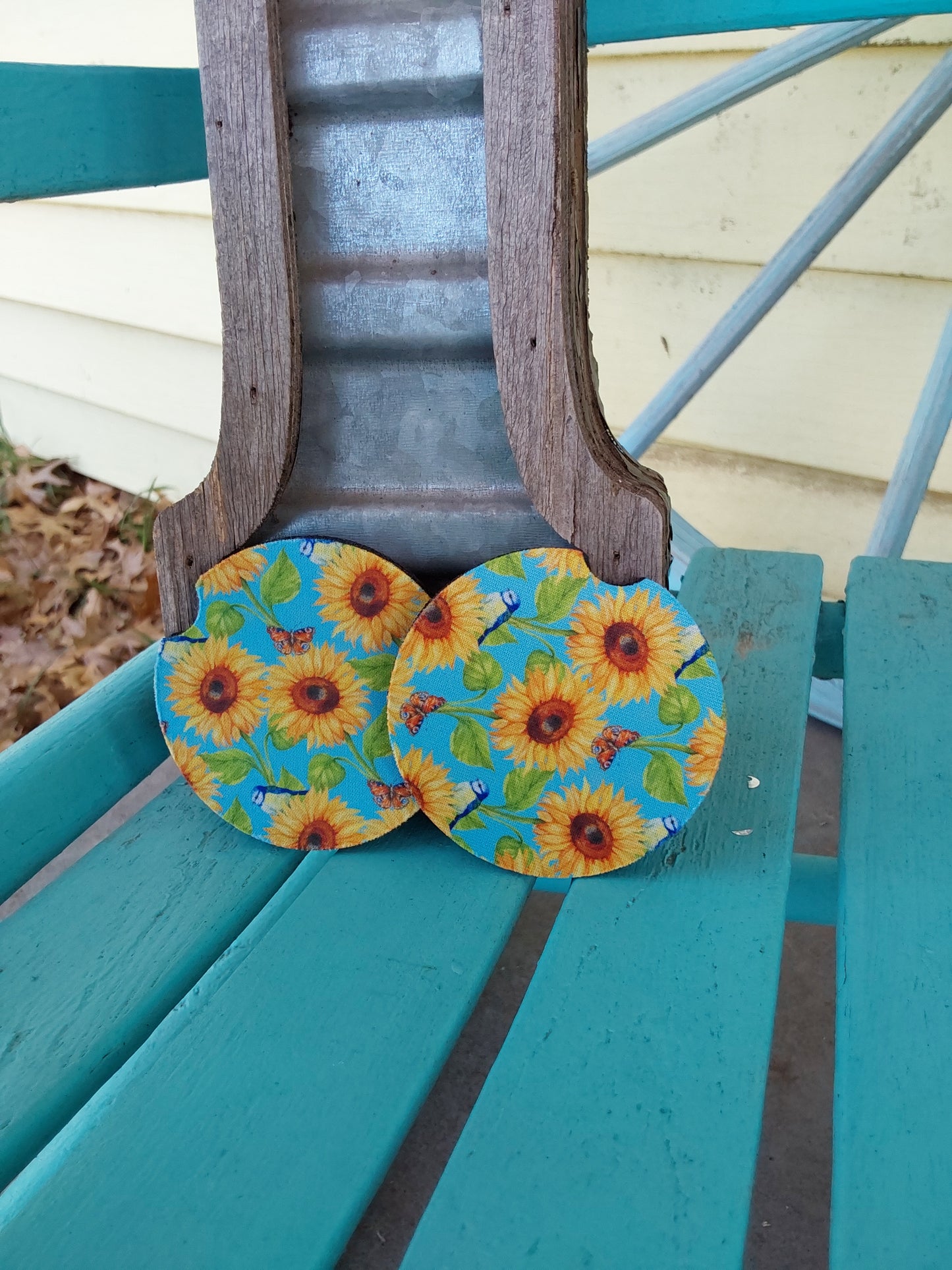 Sunflower bird butterfly car coasters