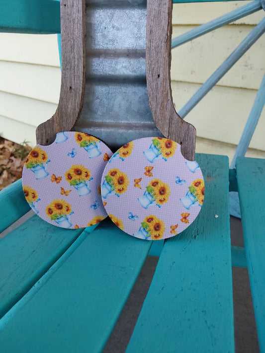 Sunflower tea pot car coasters