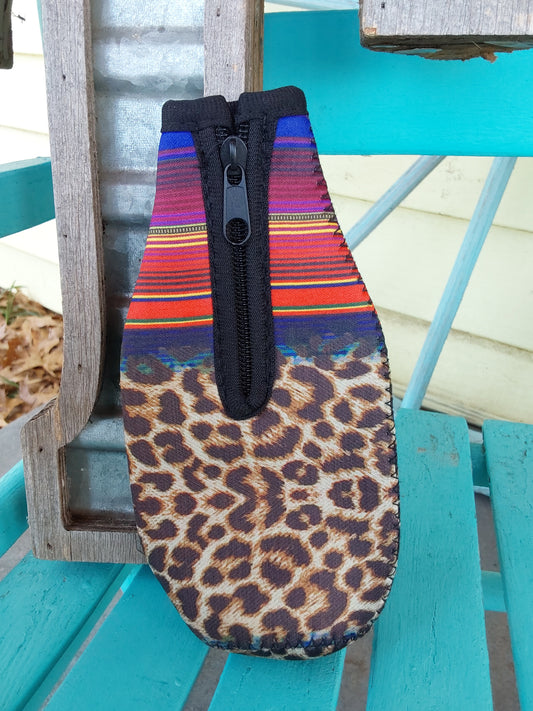 Serape cheetah bottle koozie