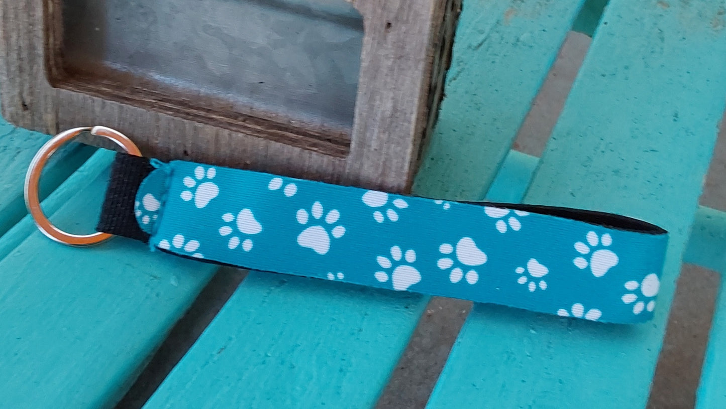 Teal paw print keychain