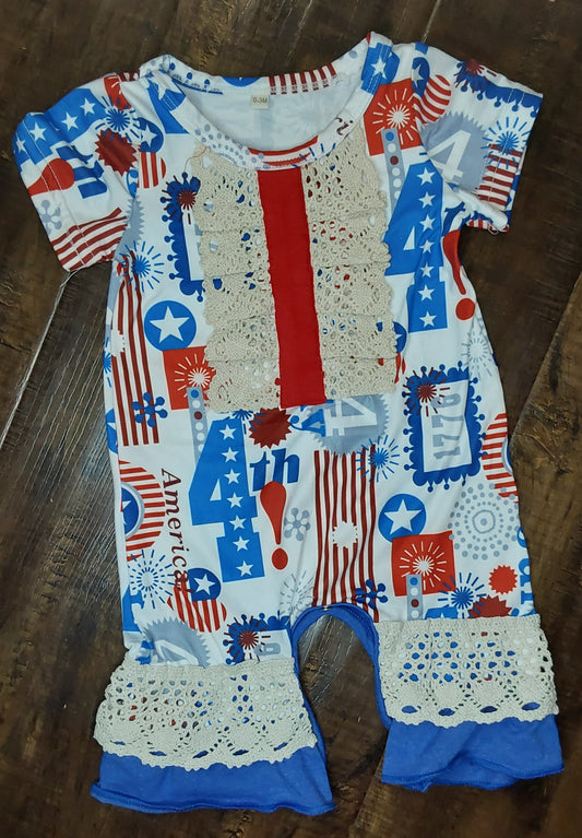 4th of july romper lace