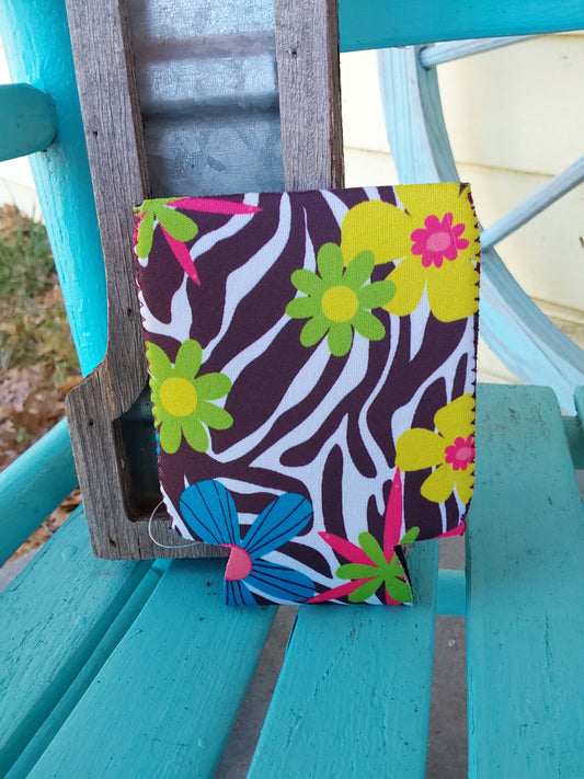 Zebra flower small can koozie