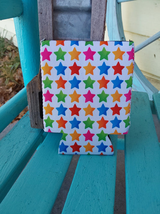 Colorful starrs small can koozie