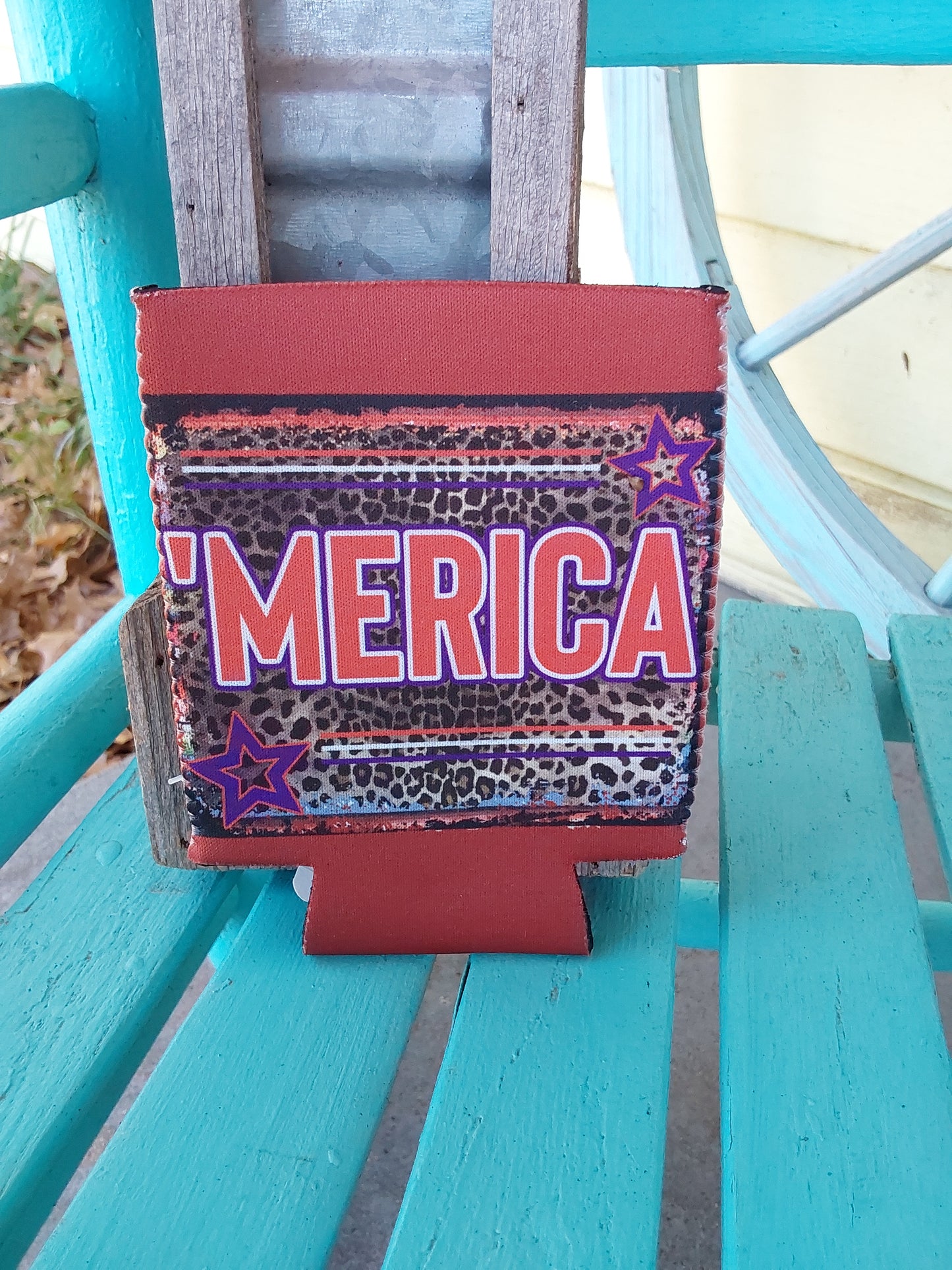 Merica small can koozie