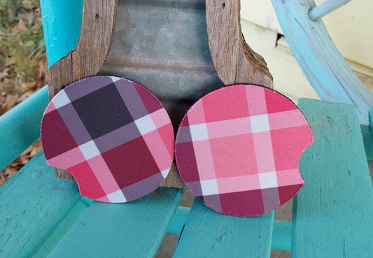 Red plaid car coasters