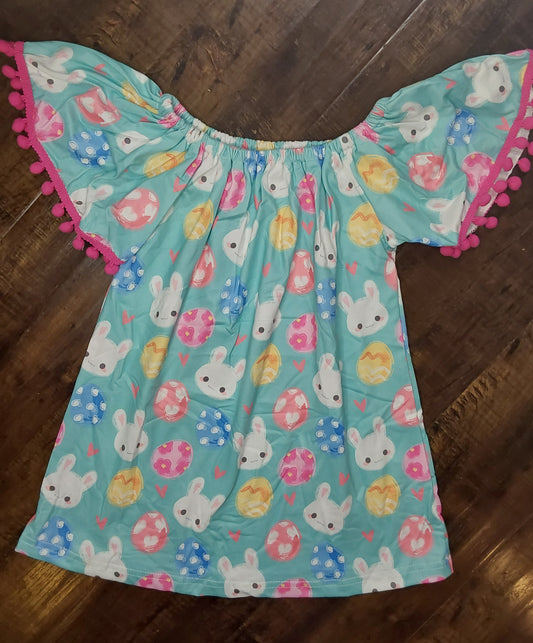 Easter bunny teal eggs dress