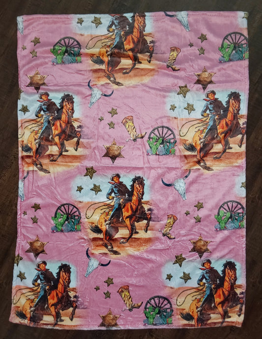 Wild west pink baby blanket