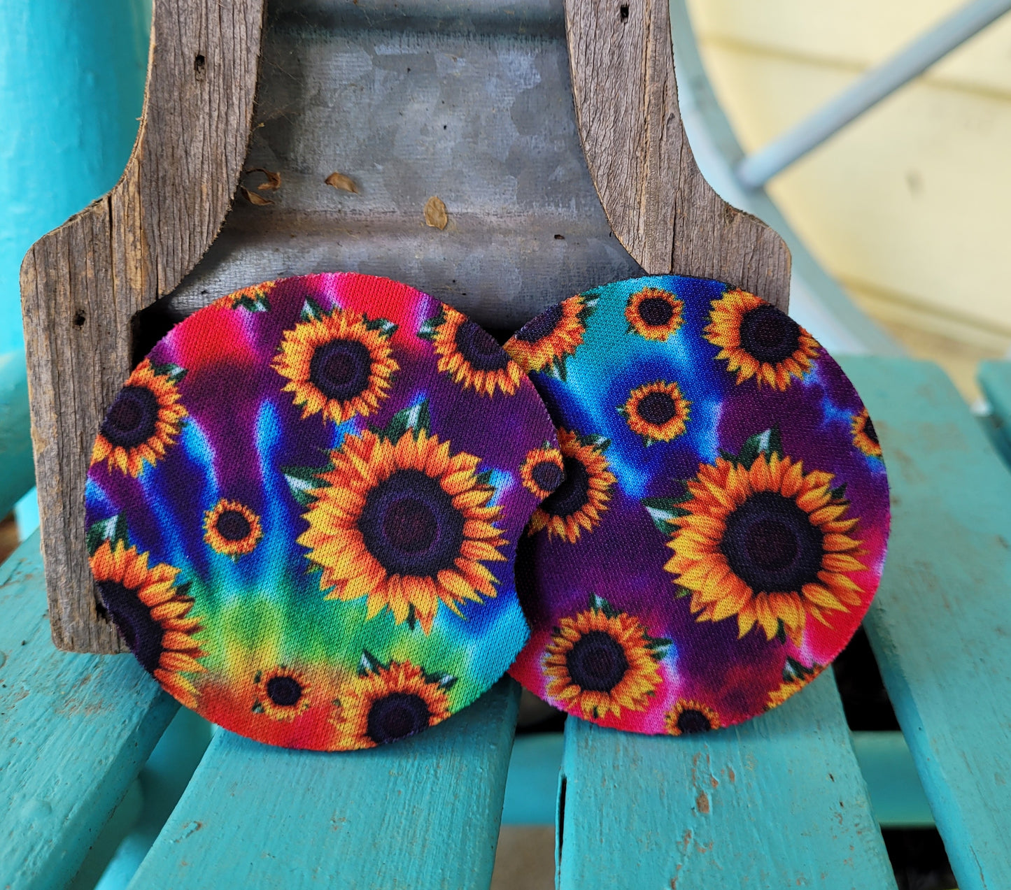 Car coaster sunflower tye dye