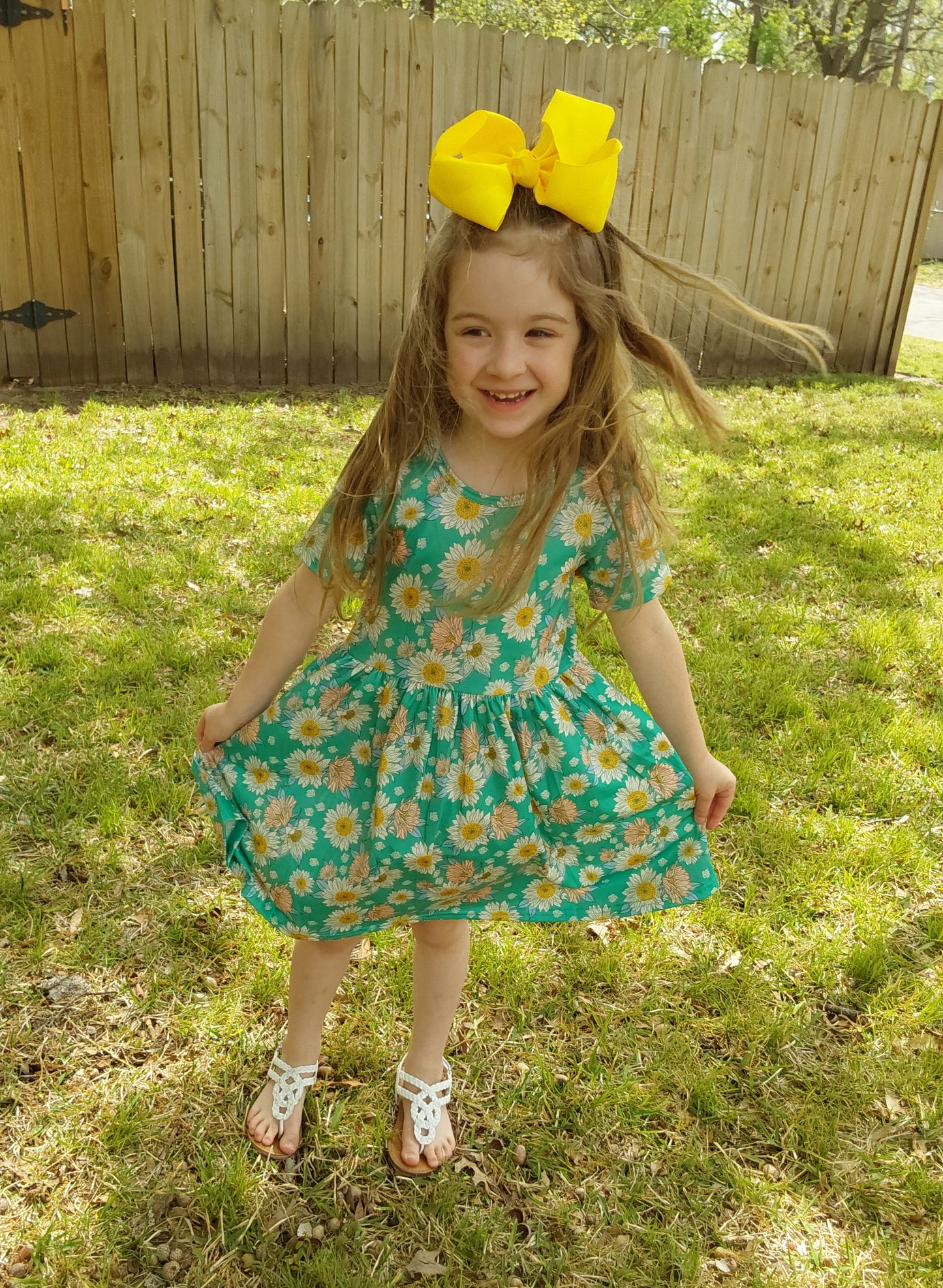 Teal daisy dress