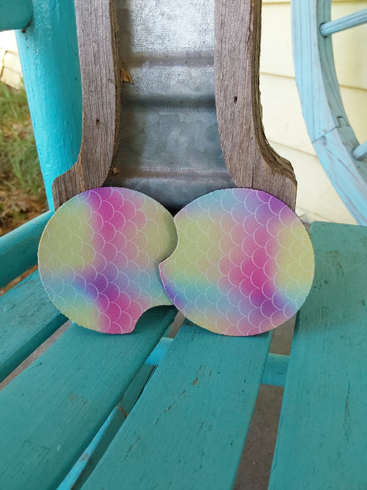 Colorful scales car coaster