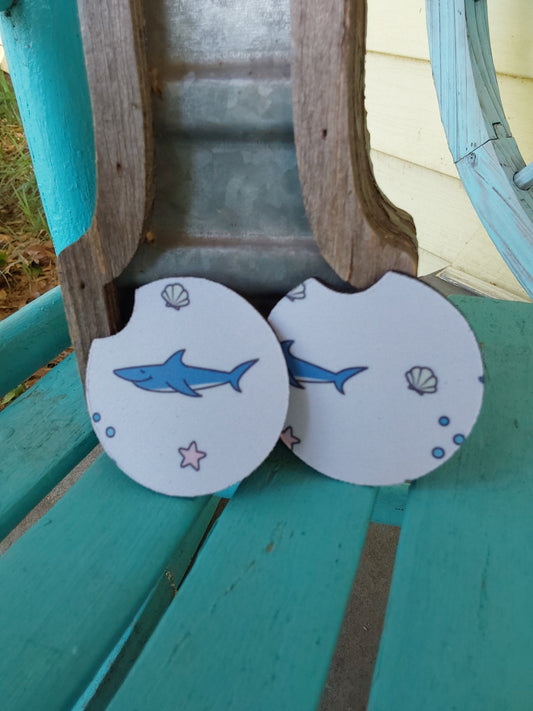 Blue shark car coaster