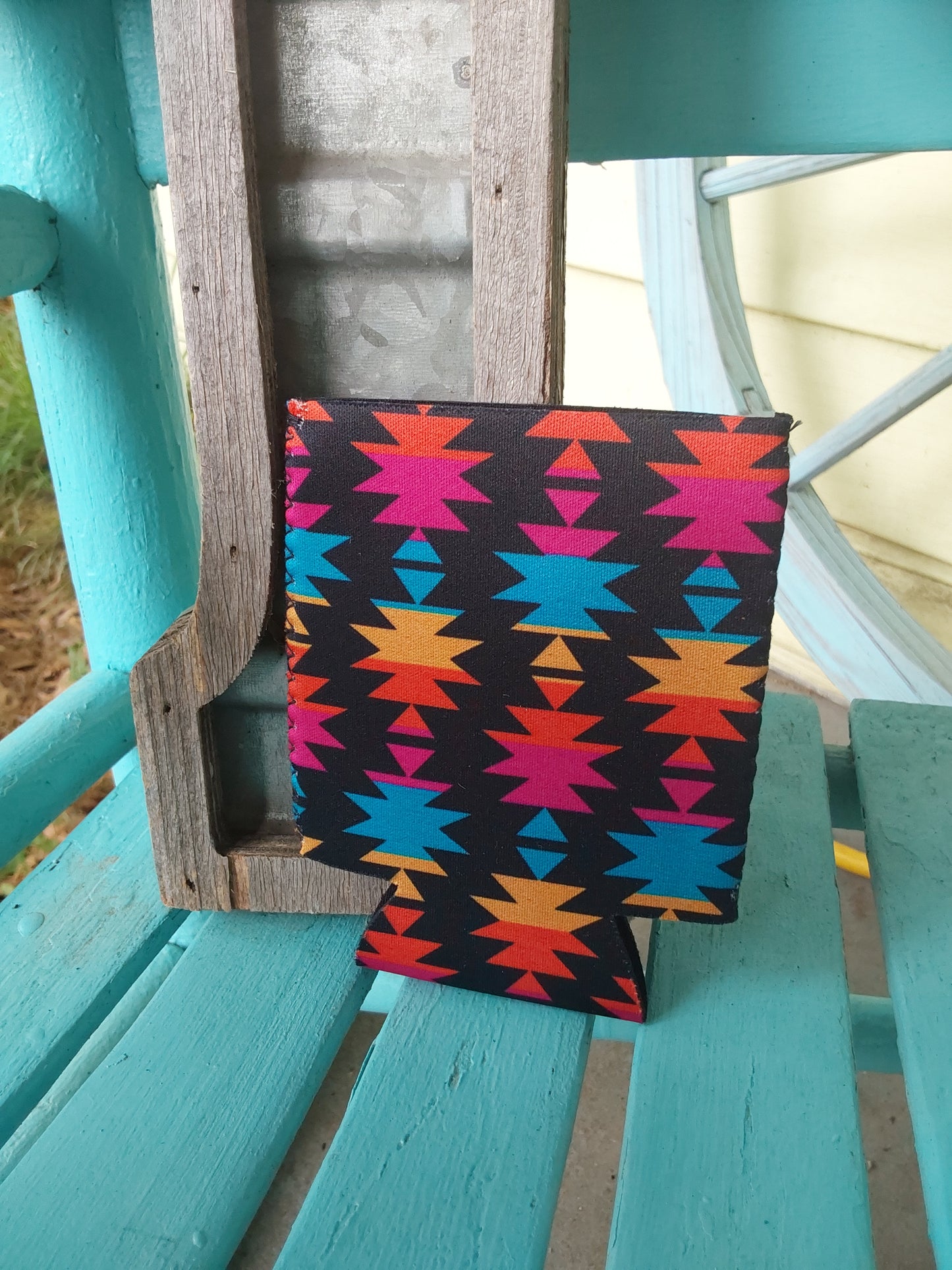 Colorful aztec small can koozie