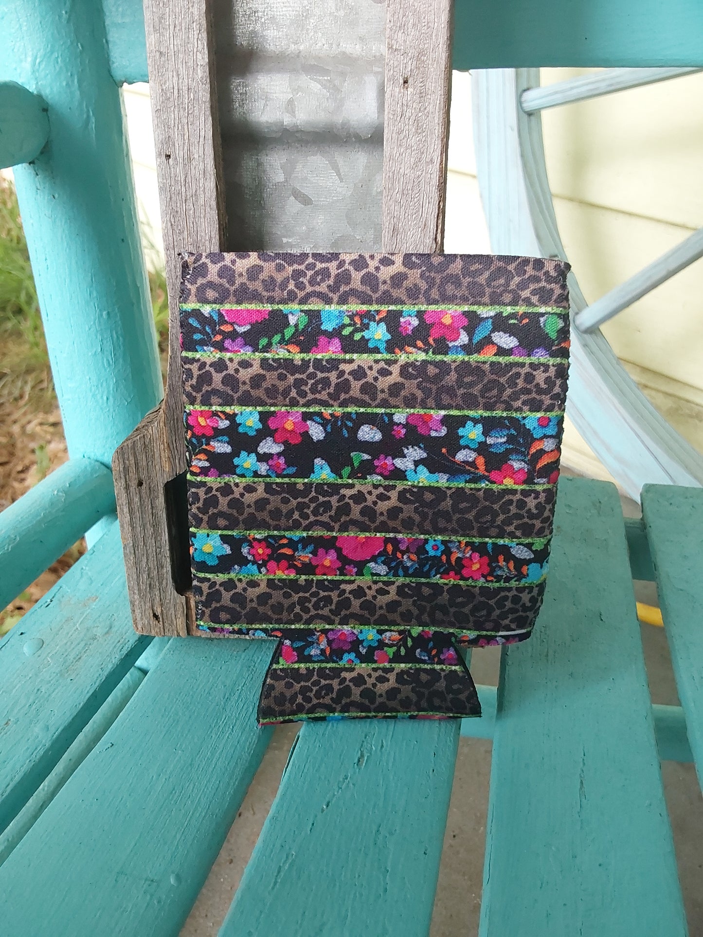 Cheetah floral small can koozie