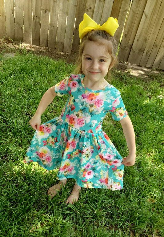 Turquoise rose dress