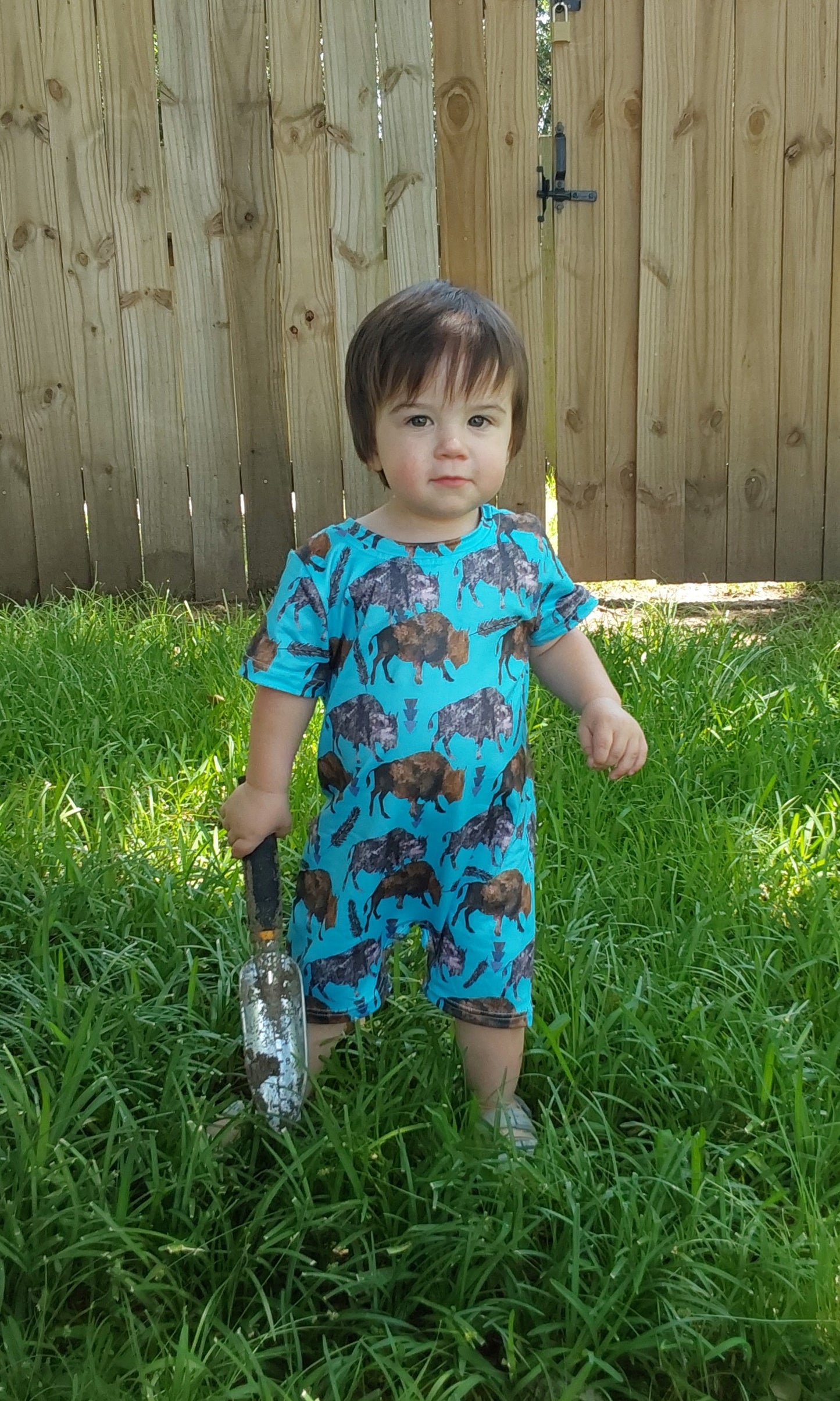 Buffalo turquoise boys romper