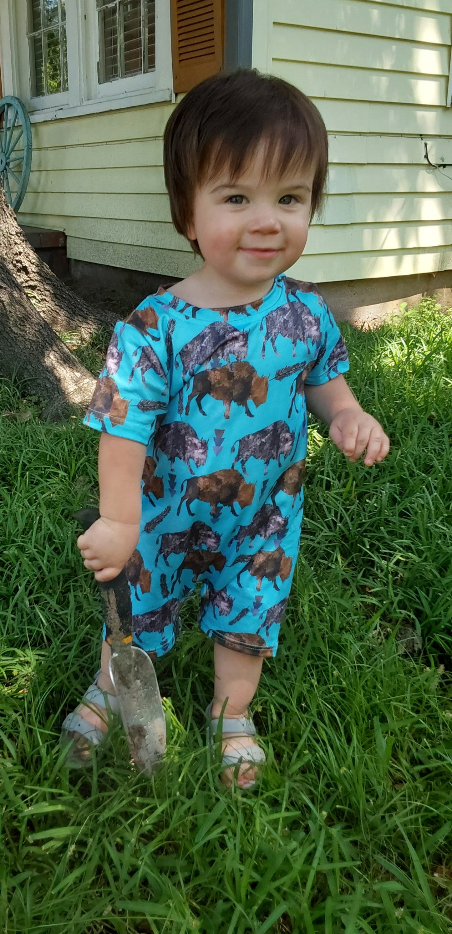 Buffalo turquoise boys romper