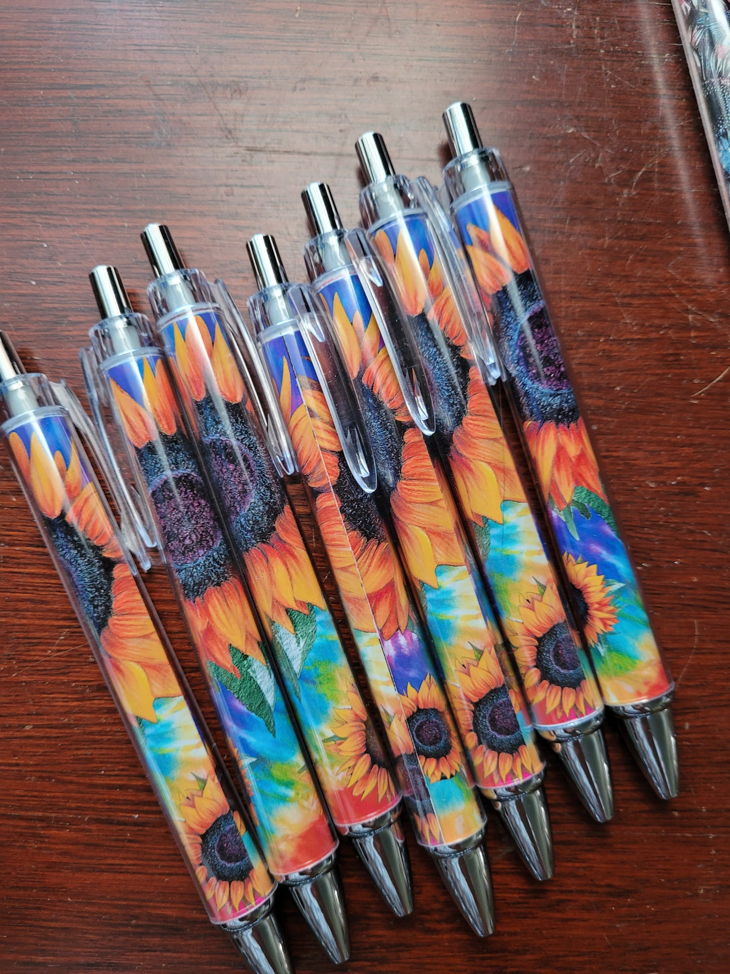 Tye dye sunflower pens