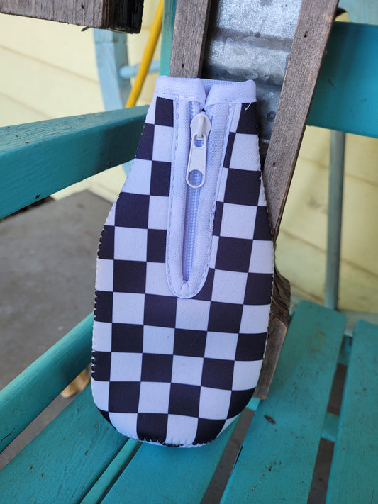 Race flag bottle koozie