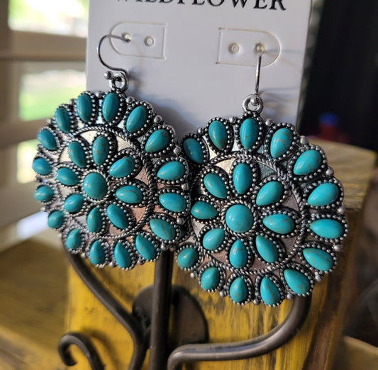 Turquoise circle earrings