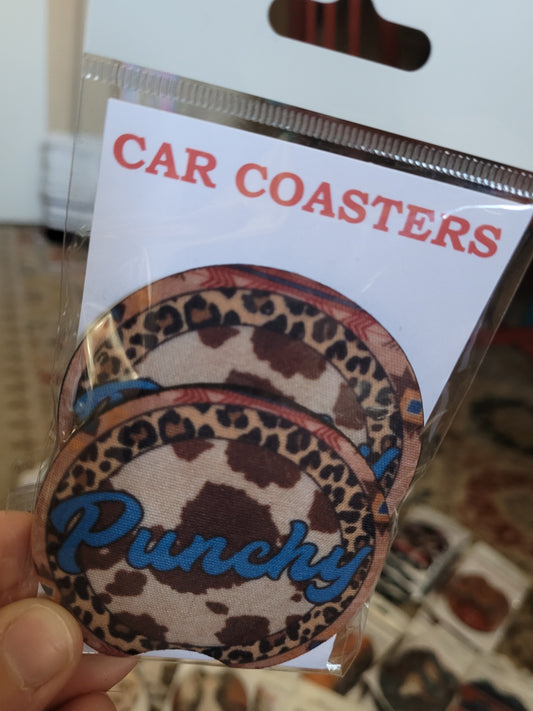 Punchy cow car coaster