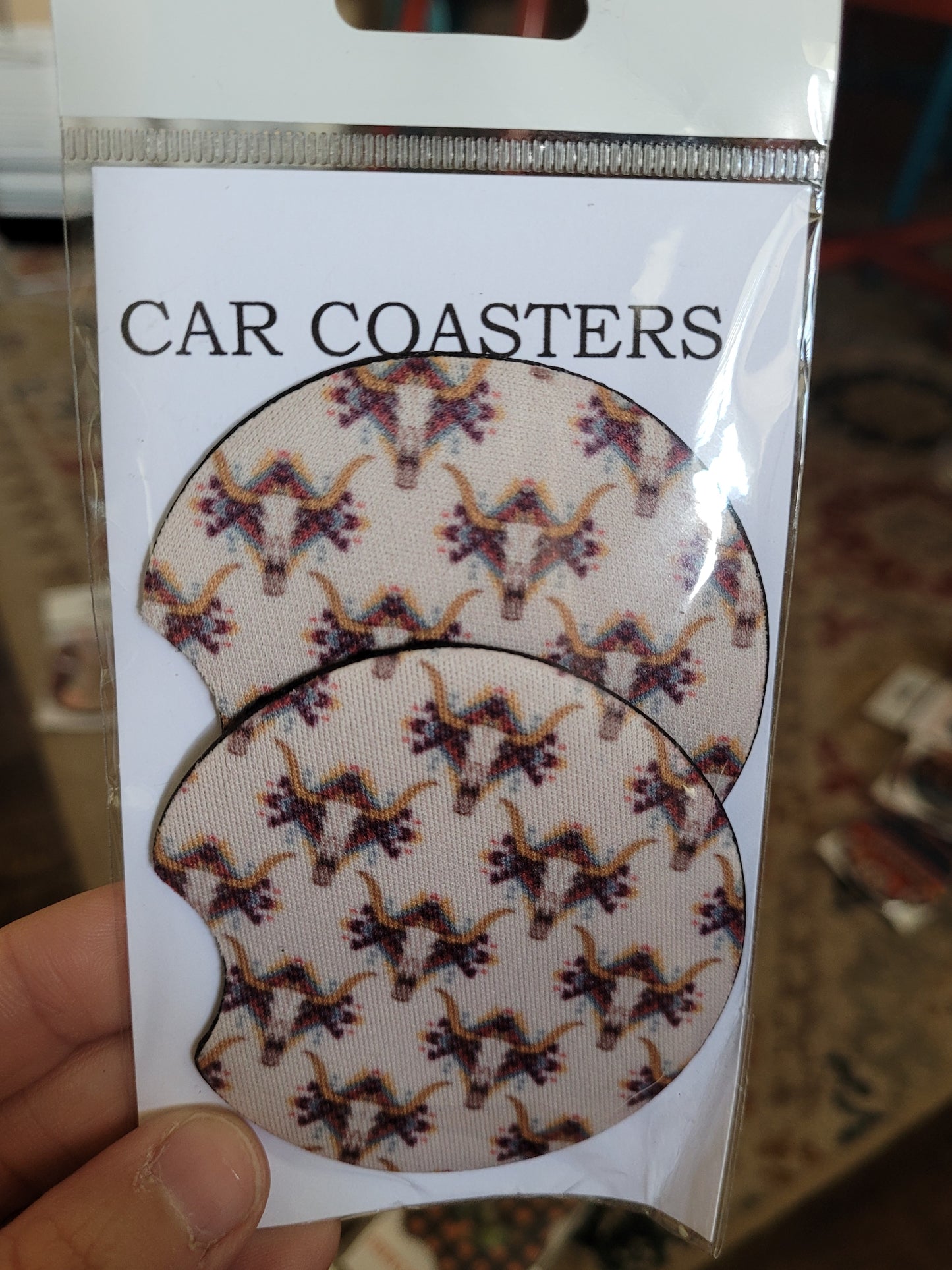 Cow skull diamond car coaster