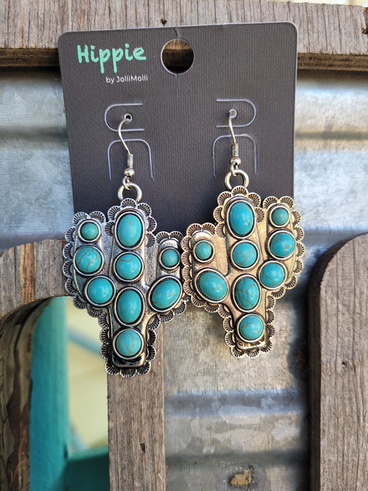 Turquoise cactus earrings