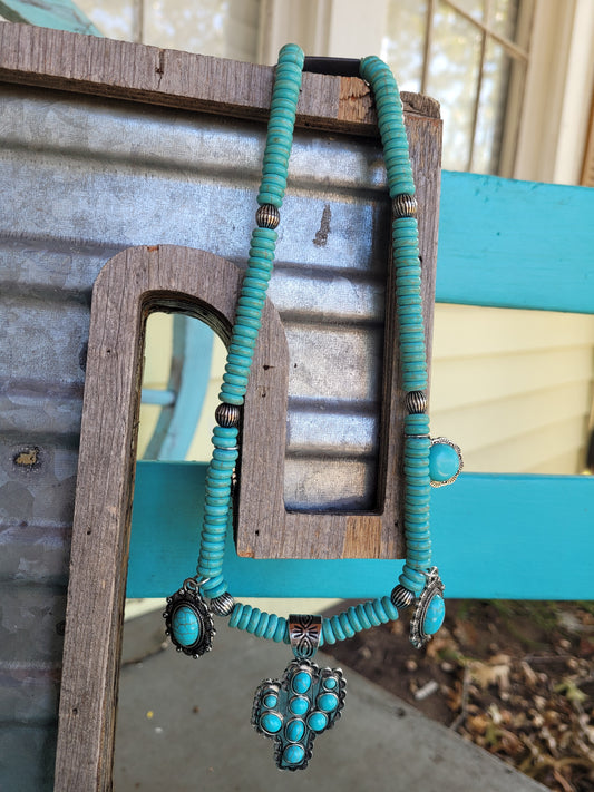 Turquoise cactus necklace