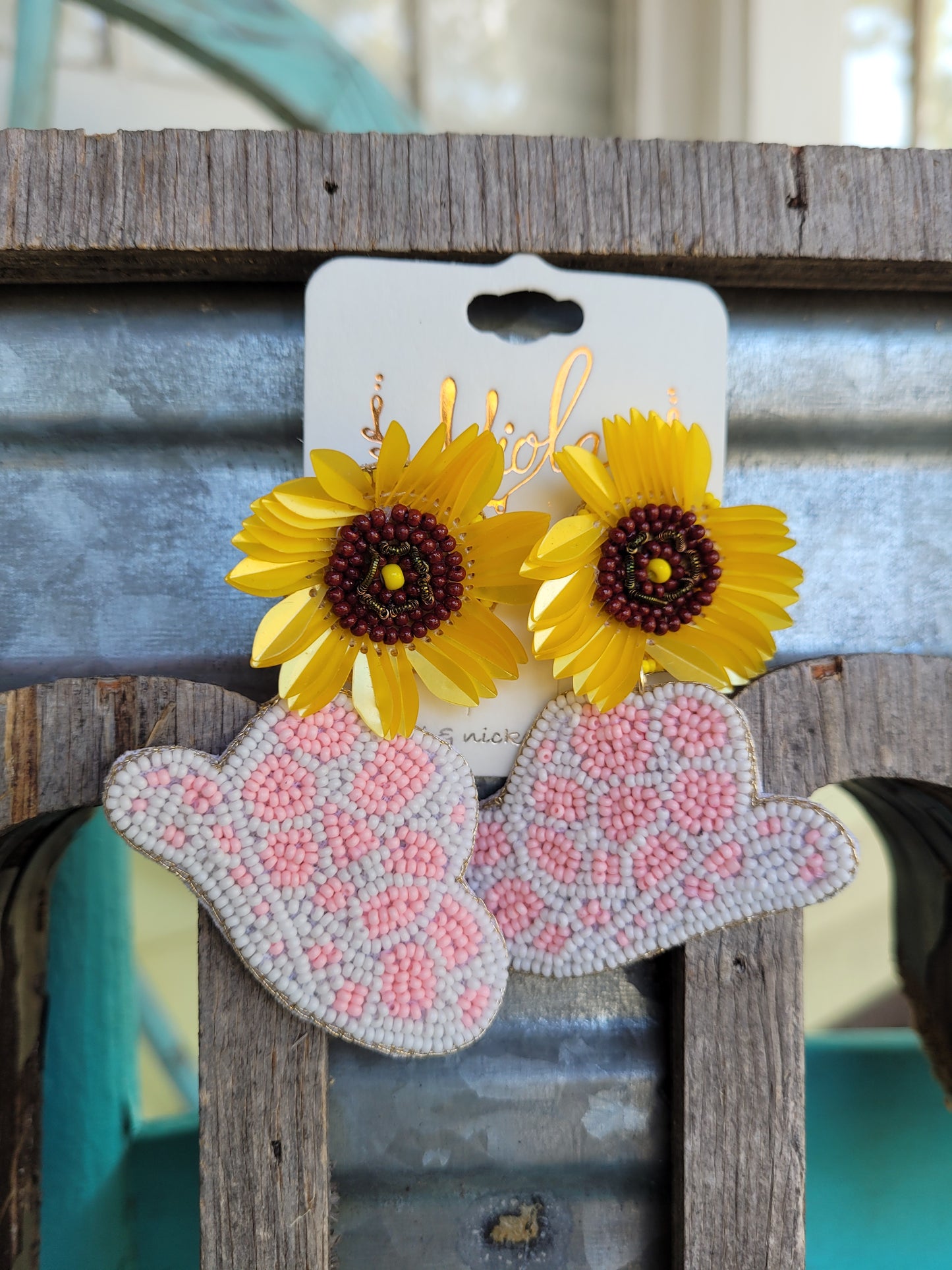 Pink cowboy hat earrings