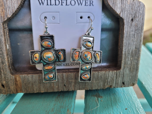 Orange turquoise earrings