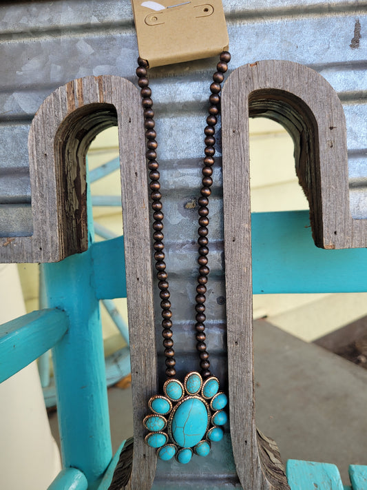 Bronze turquoise squash necklace