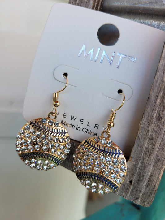 Navy baseball earrings