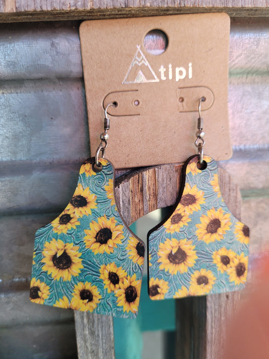 Cowtag sunflower earrings