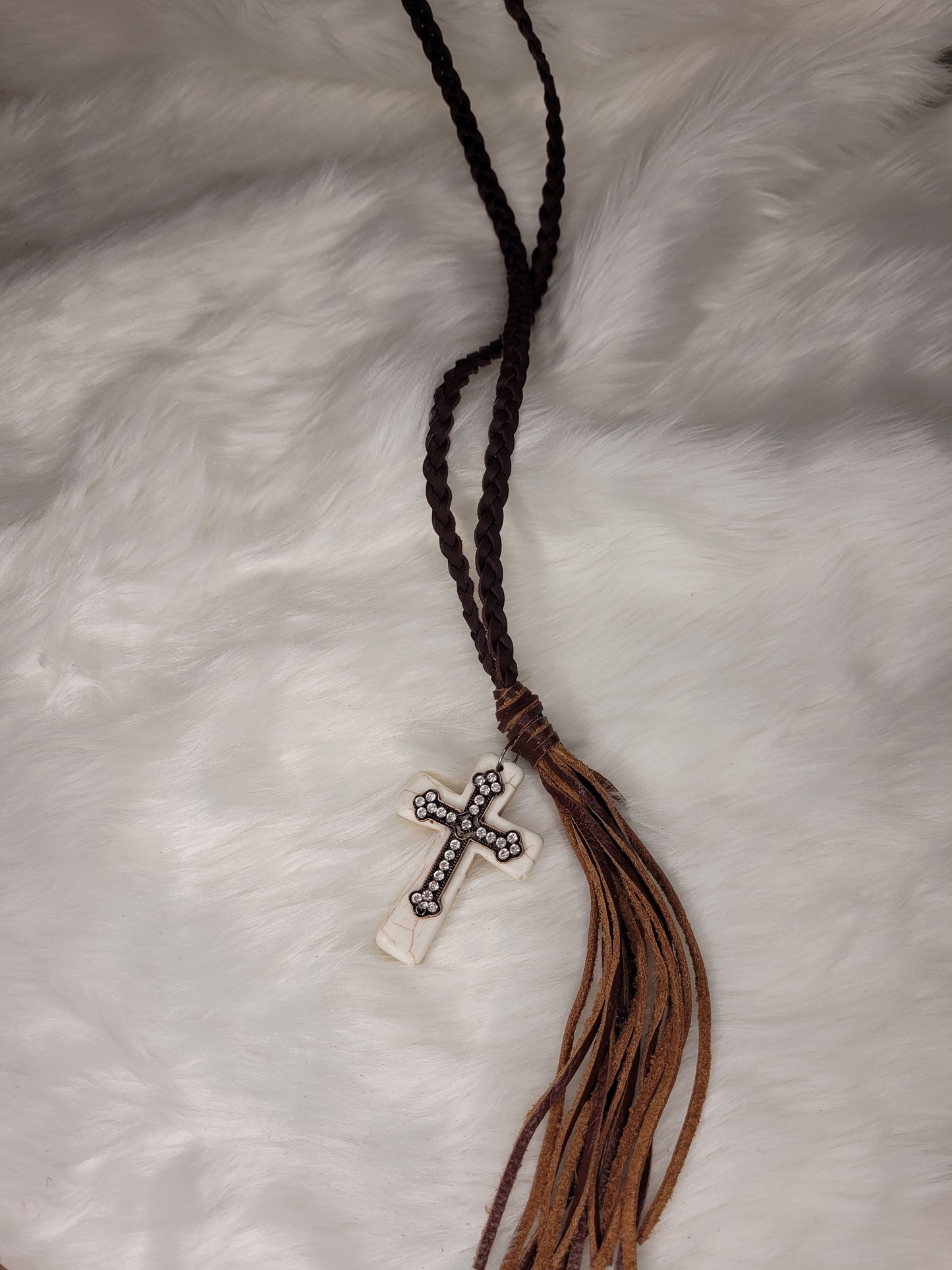 White cross necklace