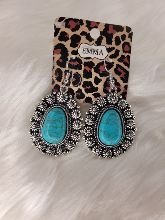 Flower turquoise stone earrings