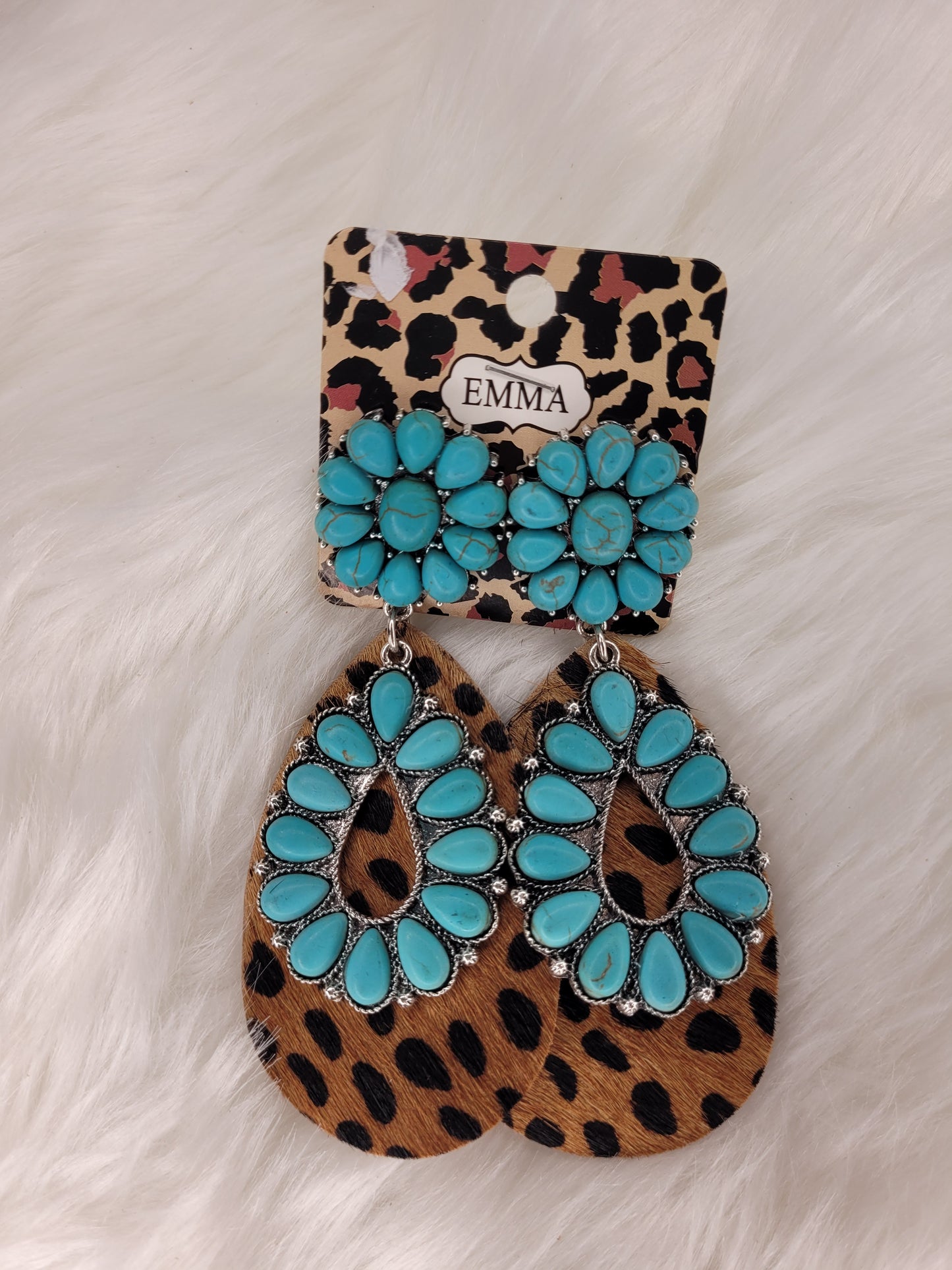 Turquoise cheetah earrings