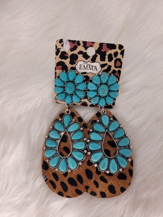 Turquoise cheetah earrings