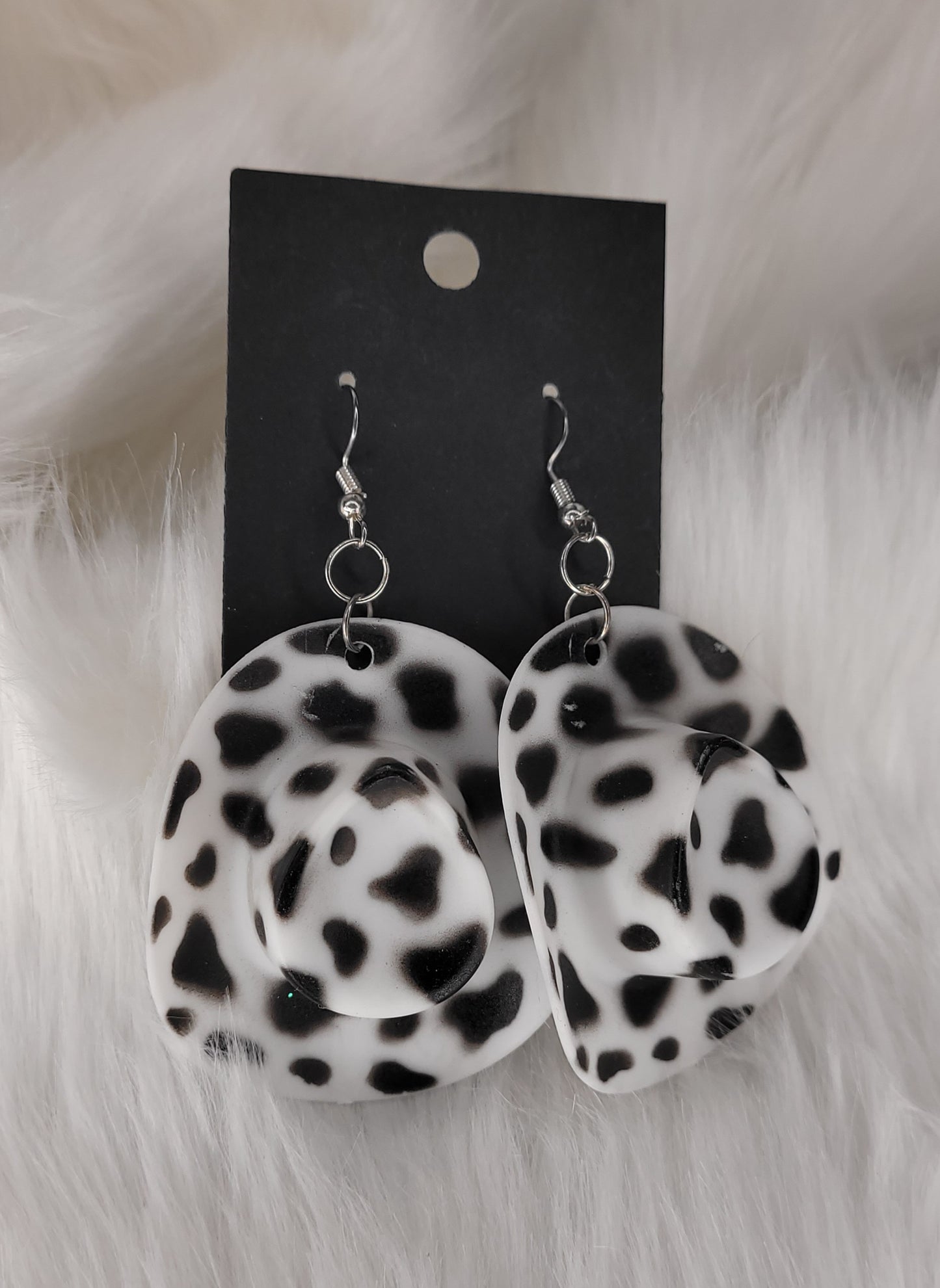 Cow print cowbody hat earrings