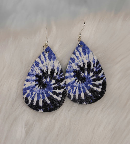 Blue tye dye earrings