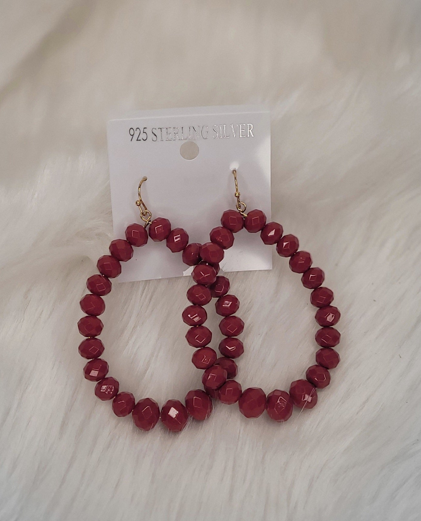 Very dark pink bead earrings