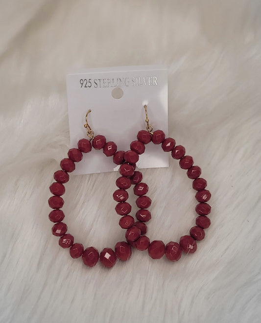 Very dark pink bead earrings