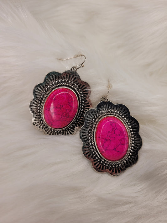 Pink stone earrings