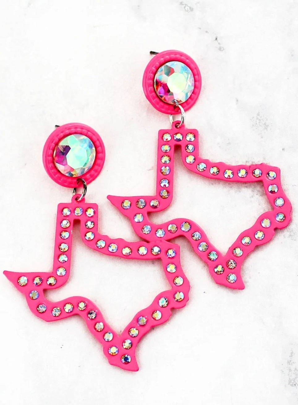 Crystal studd texas pink earrings