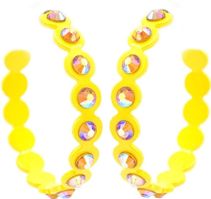 Crystal studded yellow hoops