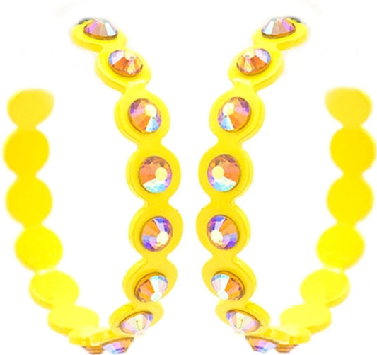 Crystal studded yellow hoops