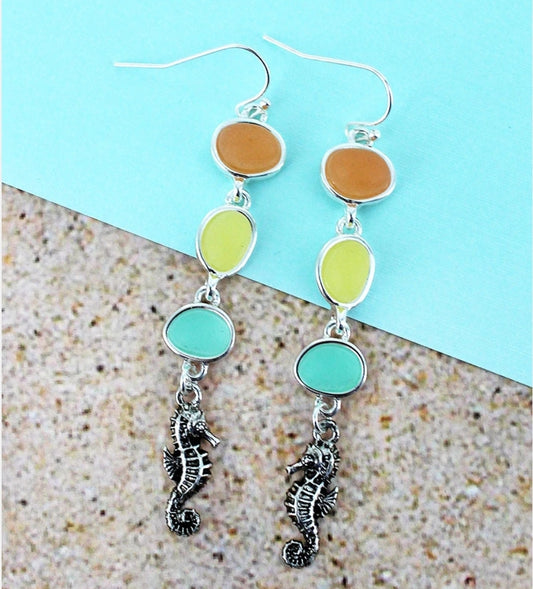 Colorful seahorse earrings