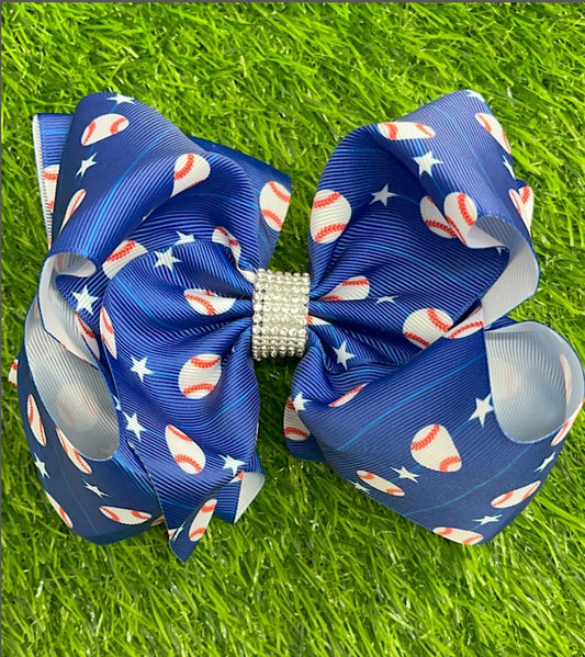 Baseball blue bow